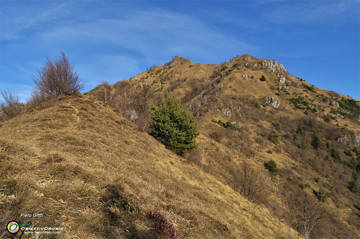 24 Il sentiero 598 corre sul fianco sx del dosso, io salgo sul filo panoramico del crinale.JPG